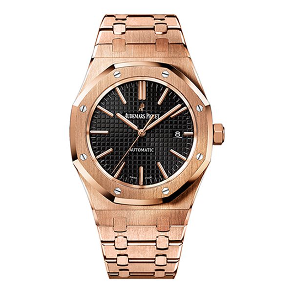 Audemars Piguet Royal Oak Selfwinding Yellow Gold Dark Brown Dial Watch – Rose Gold, Black