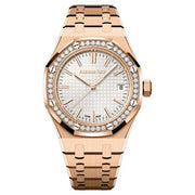 Audemars Piguet Royal Oak Selfwinding Pink Gold Silver Dial Diamond Bezel Watch – White premium replica - image 1