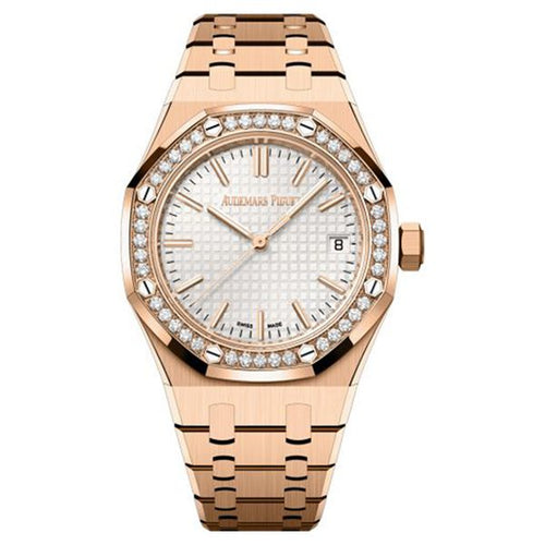 Audemars Piguet Royal Oak Selfwinding Pink Gold Silver Dial Diamond Bezel Watch – White premium replica - image 1
