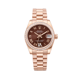 Rolex Datejust Chocolate Roman Diamond Bezel Watch premium replica - image 1