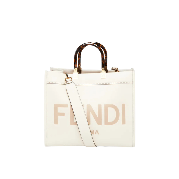 Fendi White Leather Sunshine Tote Wallet