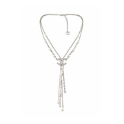Chanel Cc Logo Interlocking Pearl Chain Lariat Necklace Jewelry premium replica - image 1