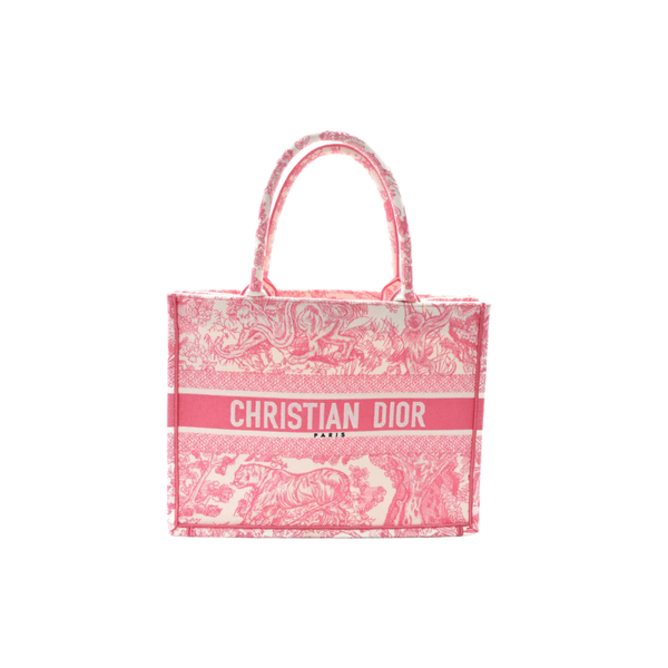 Dior Canvas Embroidered Tote Pink Bag
