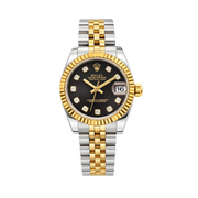 Rolex Datejust Two-Tone Black Diamond Dial Fluted Watch premium replica - image 1