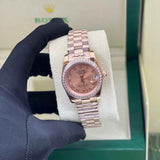 Rolex Datejust 28 Rose Dial Diamond Bezel Watch premium replica - image 4
