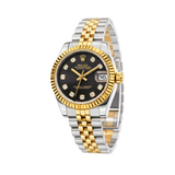 Rolex Datejust Two-Tone Black Diamond Dial Fluted Watch premium replica - image 3