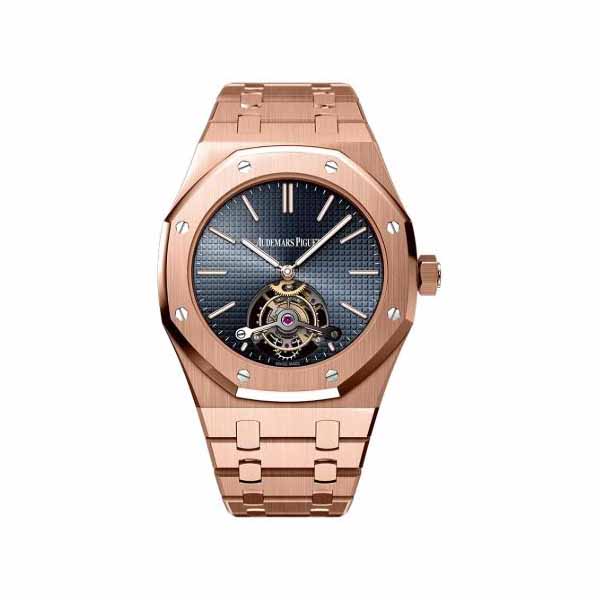 Audemars Piguet Royal Oak Flying Tourbillon Pink Gold Smoked Blue Dial Watch