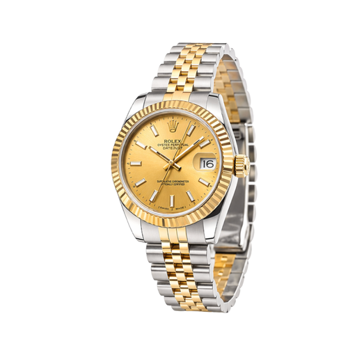 Rolex Datejust Golden Dial Fluted Bezel Watch premium replica - image 2