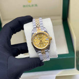 Rolex Datejust Golden Dial Fluted Bezel Watch premium replica - image 4