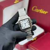 Cartier Santos De Stainless Steel Silvered Watch premium replica - image 4