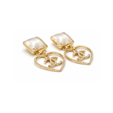 Chanel Square Pearl & Black Cabochon Cc Drop Earrings Jewelry premium replica - image 3