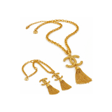 Chanel Textured Cc Tassel Necklace & Earrings Set Jewelry premium replica - image 3