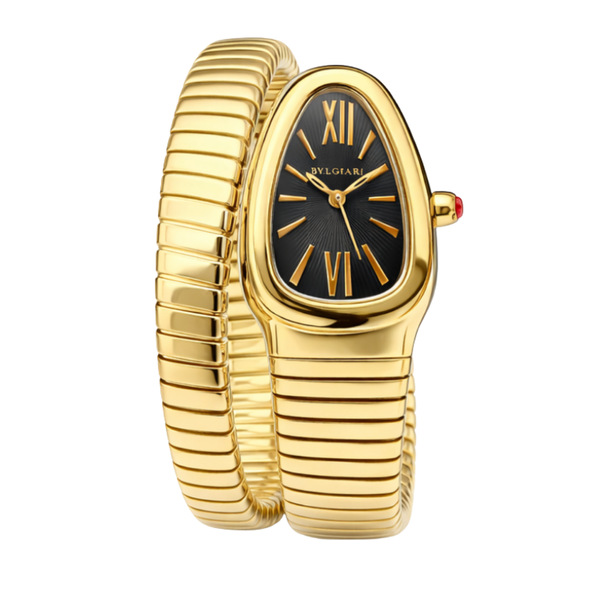 Bvlgari Serpenti Tubogas Gold Steel Black Dial Watch