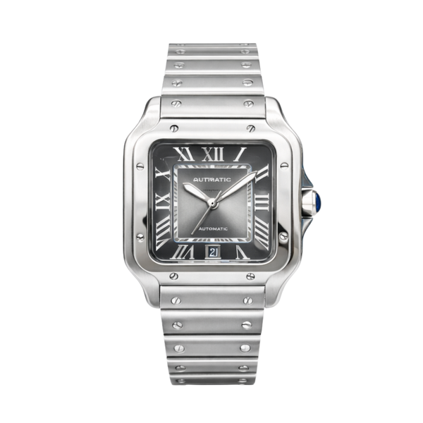 Cartier Santos De Silver & Graduated Green Dial Watch