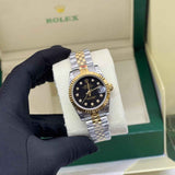 Rolex Datejust Two-Tone Black Diamond Dial Fluted Watch premium replica - image 4