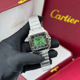 Cartier Santos De Large Green Dial Stainless Steel Watch premium replica - image 4