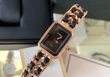 Chanel Première Édition Rose Gold Black Leather Chain Watch premium replica - image 4