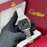 Cartier Santos De Stainless Steel With Green Sunburst Dial Watch premium replica - image 4