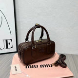 Miu Miu Solitaire Shiny Leather Dark Brown Bag premium replica - image 4