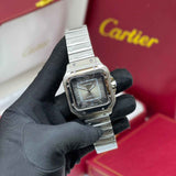 Cartier Santos De Silver & Graduated Green Dial Watch premium replica - image 4