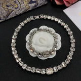 Dior Solitaire Crystal Necklace And Bracelet Set Silver Jewelry premium replica - image 5