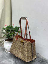 Coach Bag Willow Tote Signature Canvas Tan Rust Bag premium replica - image 4