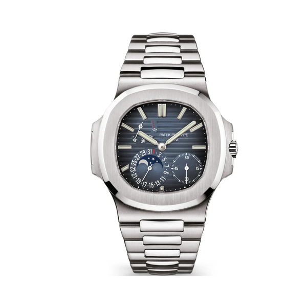 Patek Philippe Nautilus Dark Blue Dial Silver Tone Watch