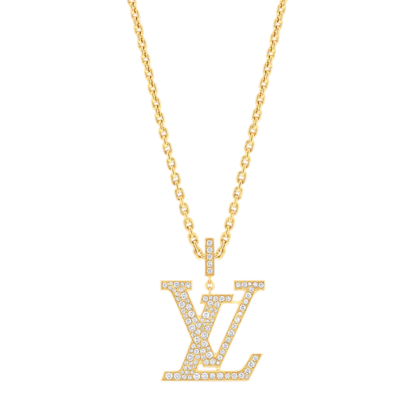 Louis Vuitton Lv Large Pendant Diamonds Yellow Gold Necklace Jewelry
