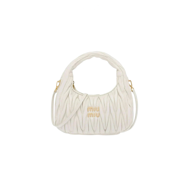 Miu Miu Wander Shoulder Matelassé Nappa Leather Wallet – White