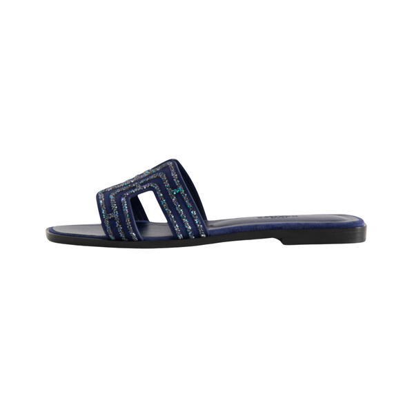 Hermès Slipper Oran Navy Blue Suede Accessory
