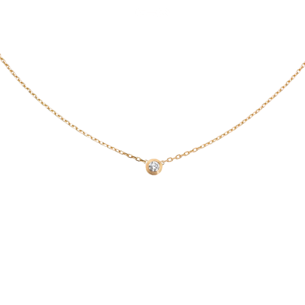 Cartier D Amour Pendant 18K-Gold Necklace Single Round Brilliant Cut-Diamond Jewelry