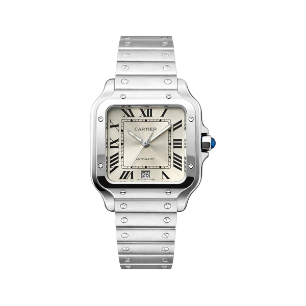 Cartier Santos De Automatic White Dial Silver Watch