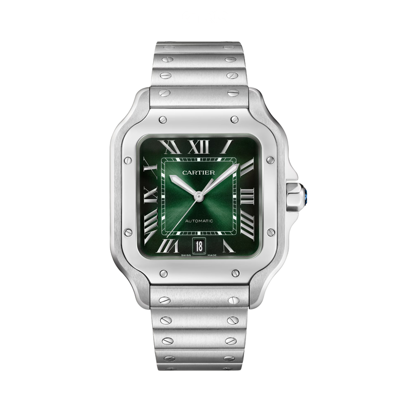 Cartier Santos De Large Green Dial Stainless Steel Watch premium replica - image 1