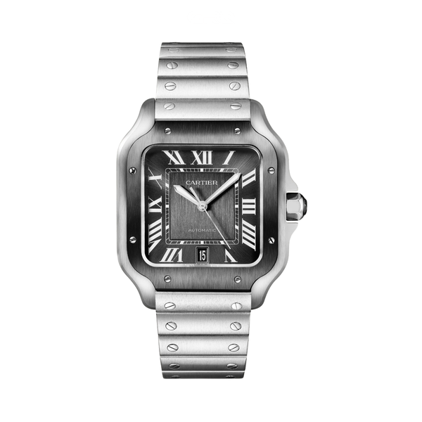 Cartier Santos De Stainless Steel With Green Sunburst Dial Watch