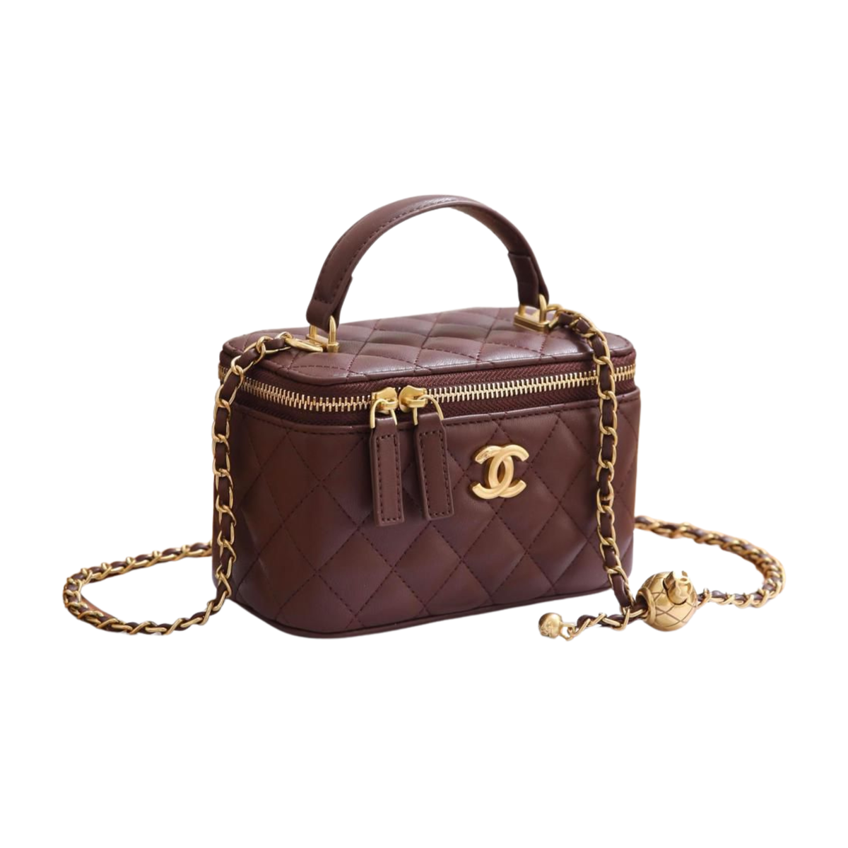 Chanel Small Vanity Case Chain Burgundy Bag premium replica - image 1