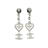 Chanel Heart Cc Logo Drop Earrings Silver Tone Jewelry premium replica - image 1