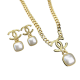 Chanel Hammered Gold Tone Cc Pearl Set Jewelry premium replica - image 1