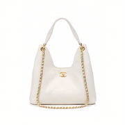 Chanel 25 Medium Hobo Light Beige Quilted Caviar Bag premium replica - image 1