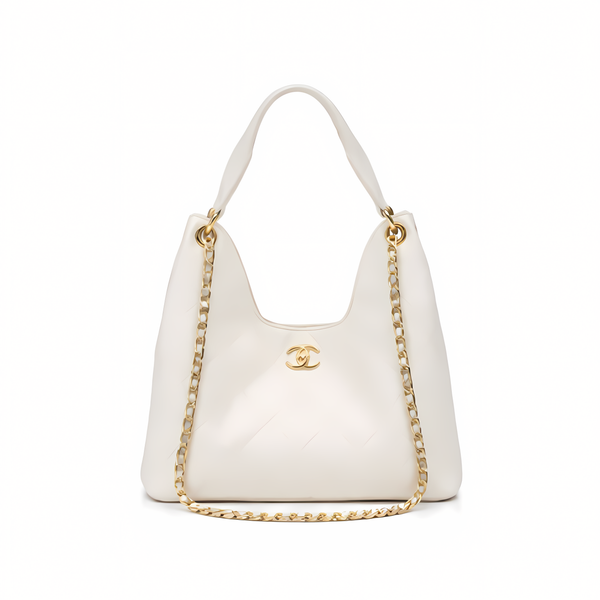 Chanel 25 Medium Hobo Light Beige Quilted Caviar Bag