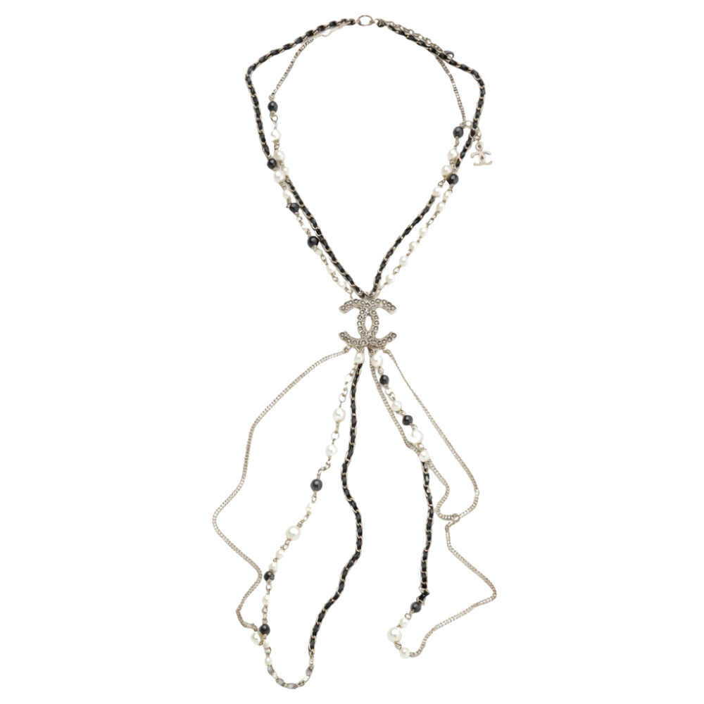 Chanel Long Bead Pearl Cc Logo Sautoir Necklace Gold Tone Jewelry premium replica - image 1