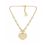Chanel Quilted Heart Cc Logo Pearl Station Necklace Jewelry premium replica - image 1