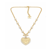 Chanel Quilted Heart Cc Logo Pearl Station Necklace Jewelry premium replica - image 1