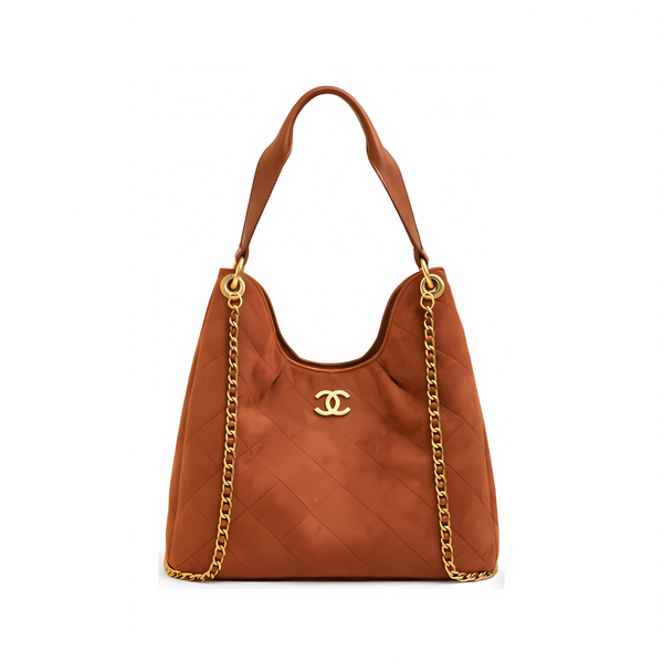 Chanel City Zip Tote Signature Canvas Mahogany Brown Bag