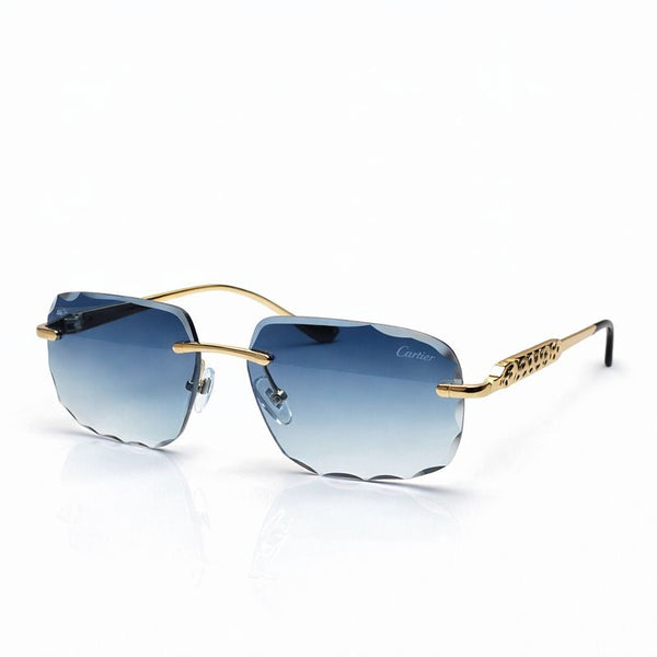 Cartier Black Leather Temple Sunglasses