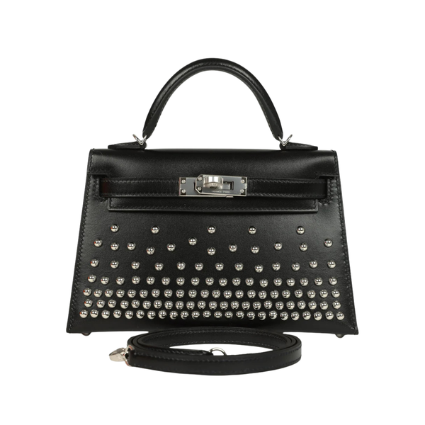 Hermès Clouté Mini Kelly 20 Black Bag