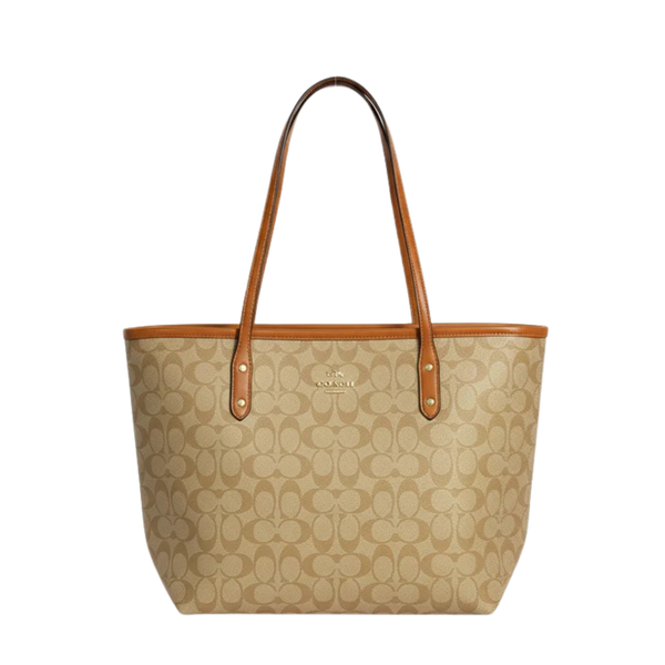 Coach Bag City Tote Signature Tan Brown Bag