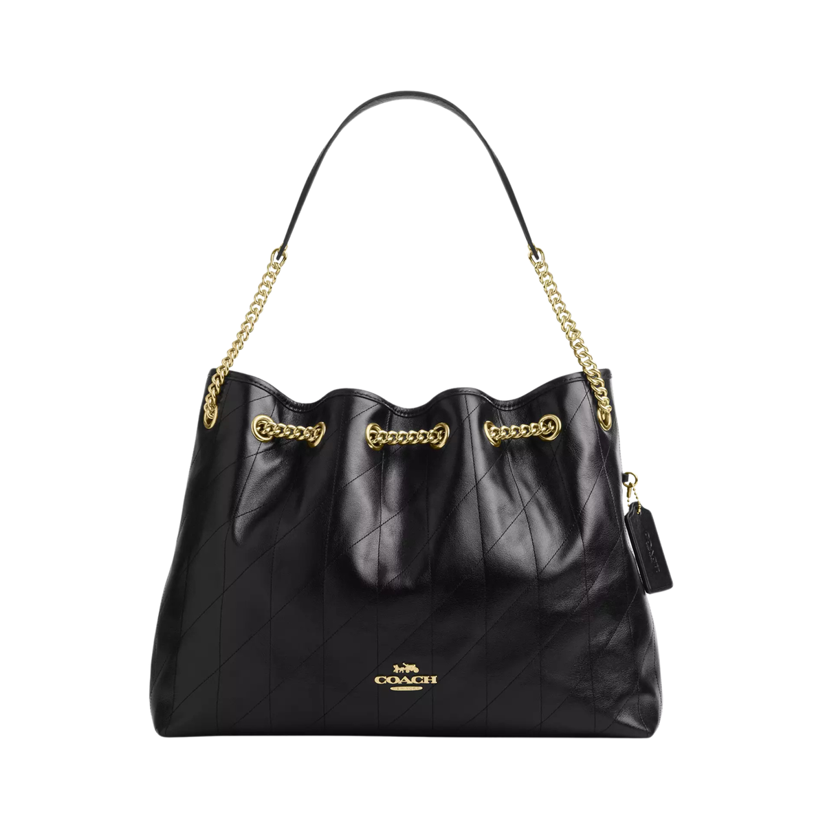 Coach Bag Quilted Leather Chain Bucket Black Gold Bag premium replica - image 1
