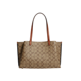 Coach Bag Willow Tote Signature Canvas Tan Rust Bag premium replica - image 2