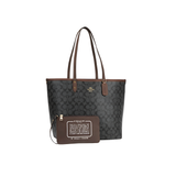 Coach Bag City Tote Signature Canvas Black Brown Bag premium replica - image 1