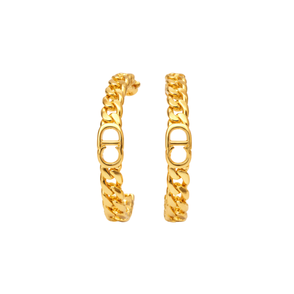 Dior Cd Chain Hoop Earring Gold Jewelry